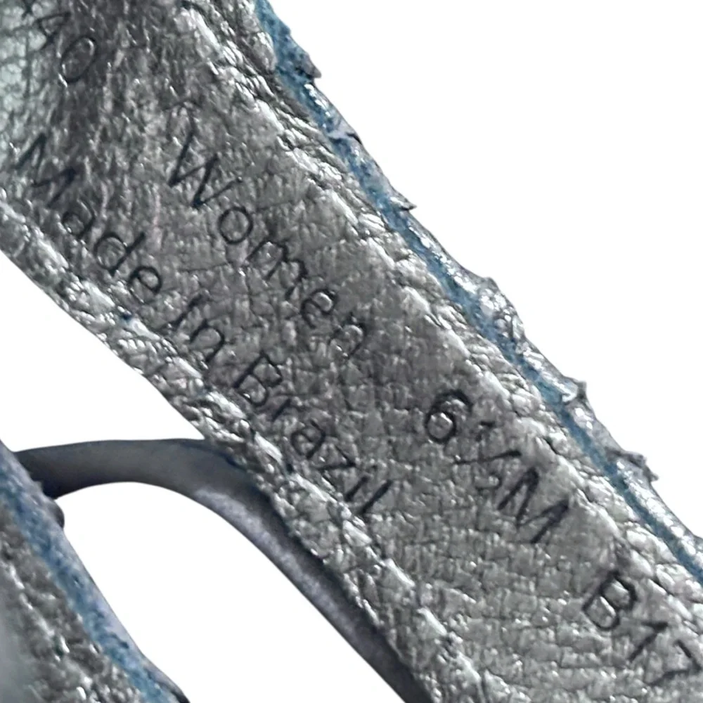 Johnston Murphy Maddie Caged Wedge Platform Sandals Pewter Leather